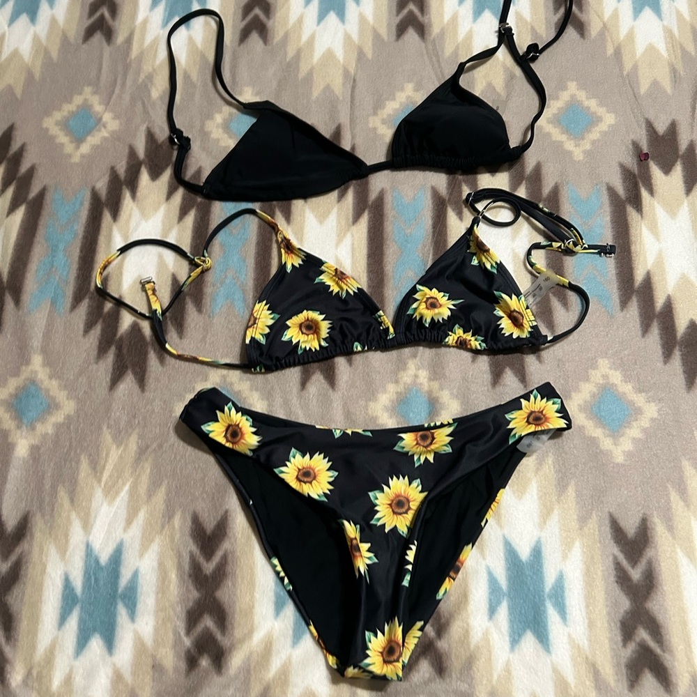 Sunflower Print Bikini Set